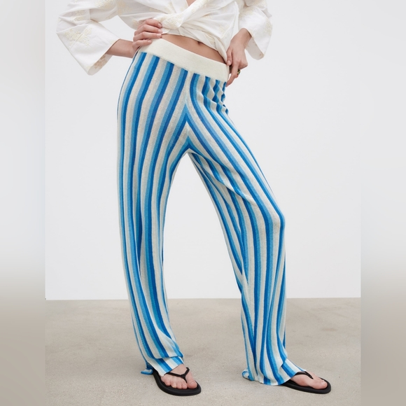 Zara | NWOT Striped Linen Knit Tunic and Pant Set - Picture 13 of 16